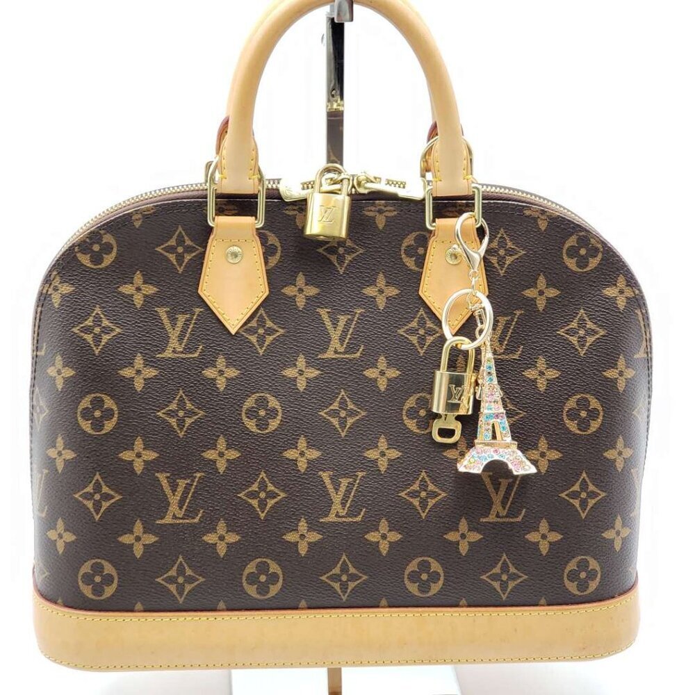 Louis Vuitton Gold Lock 🔒 Authentic LV Key + Unbranded Eiffel Tower Bag Charm - Picture 8 of 8